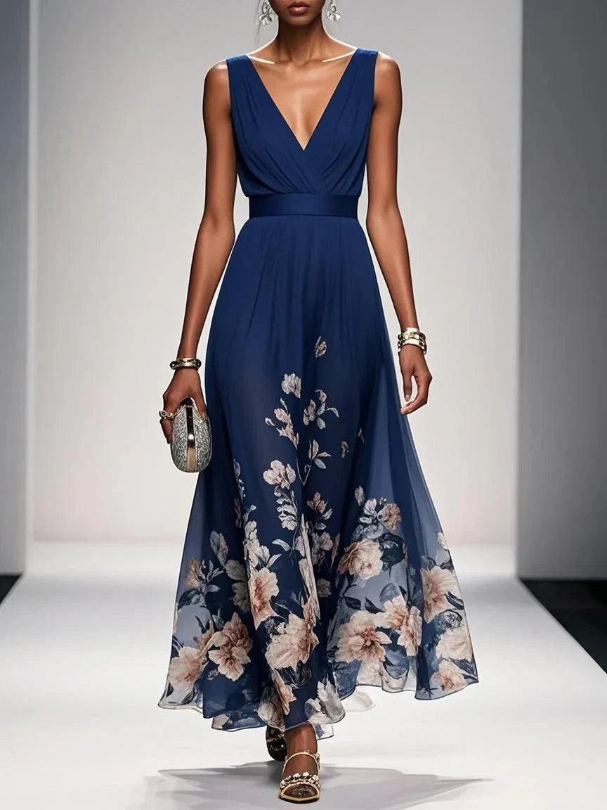 Serena | Women Floral Chiffon Summer Maxi Dress