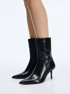Women’s Black Pointed-Toe Heeled Ankle Boots