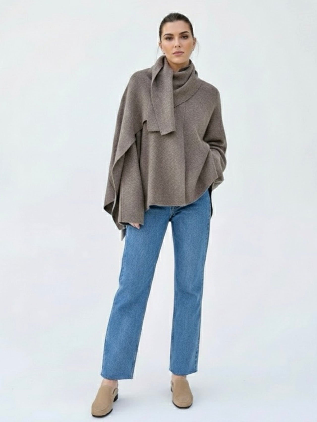 Elegant Neck Cape Coat for Women