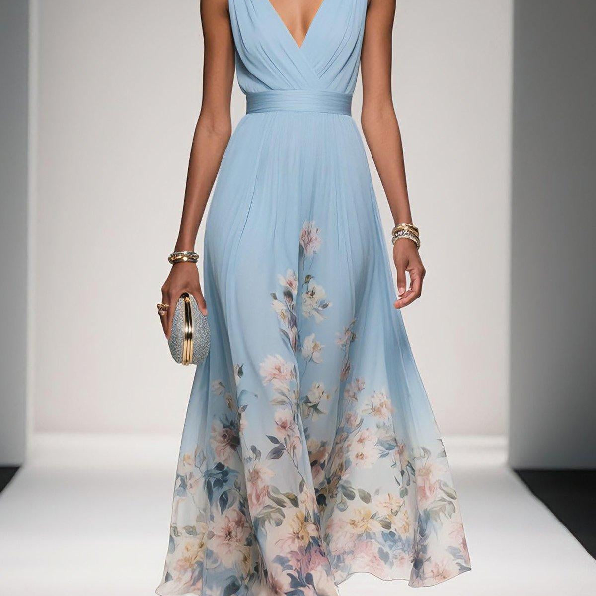 Serena | Women Floral Chiffon Summer Maxi Dress