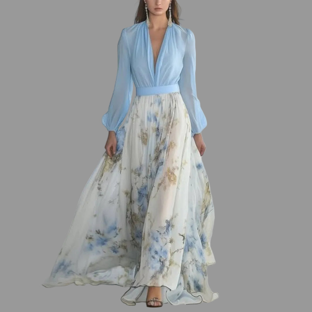 Valeria | Floral Maxi Dress – Elegant Long Flowing Silhouette