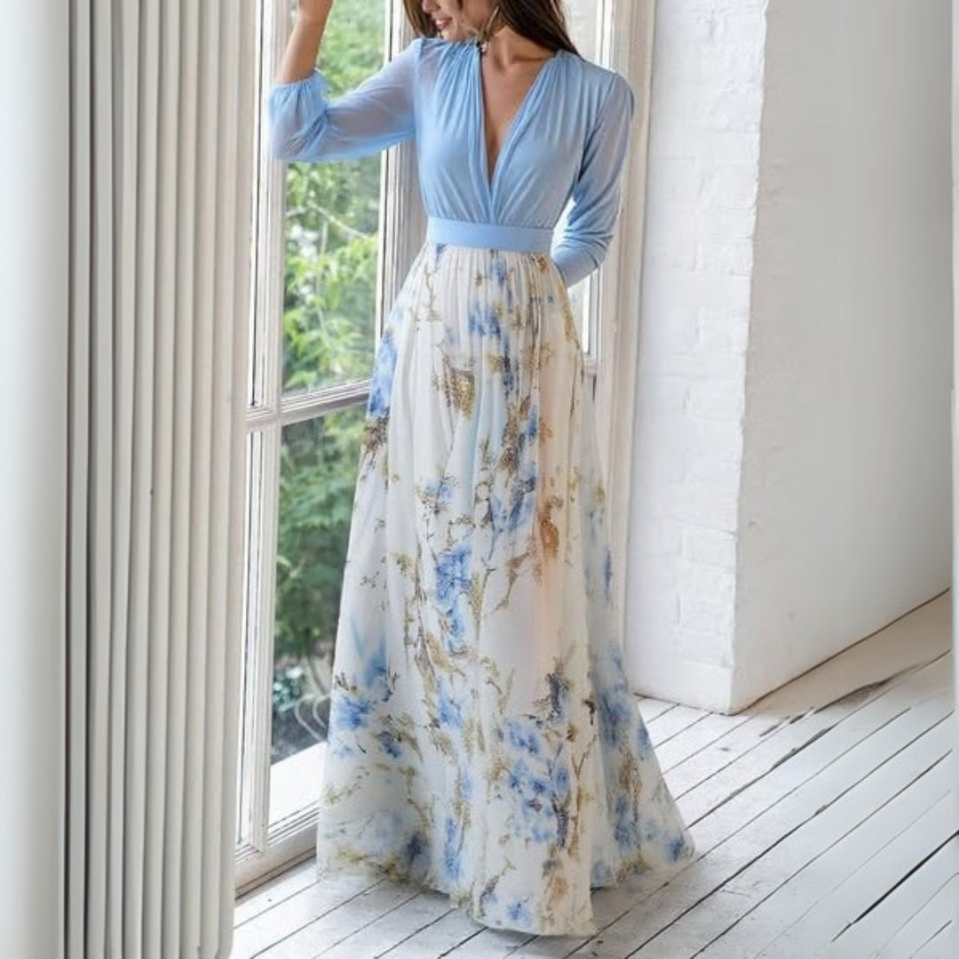 Valeria | Floral Maxi Dress – Elegant Long Flowing Silhouette