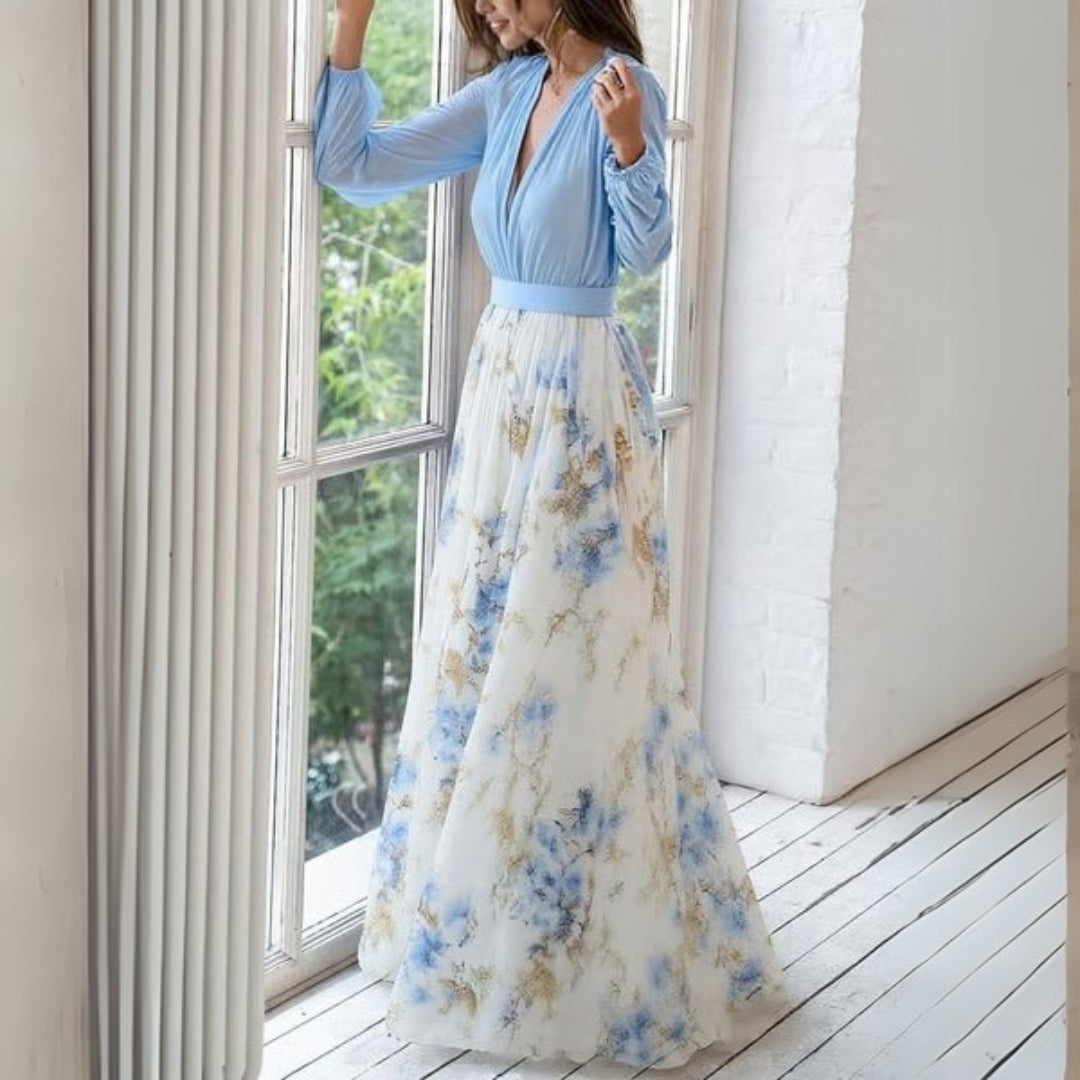 Valeria | Floral Maxi Dress – Elegant Long Flowing Silhouette