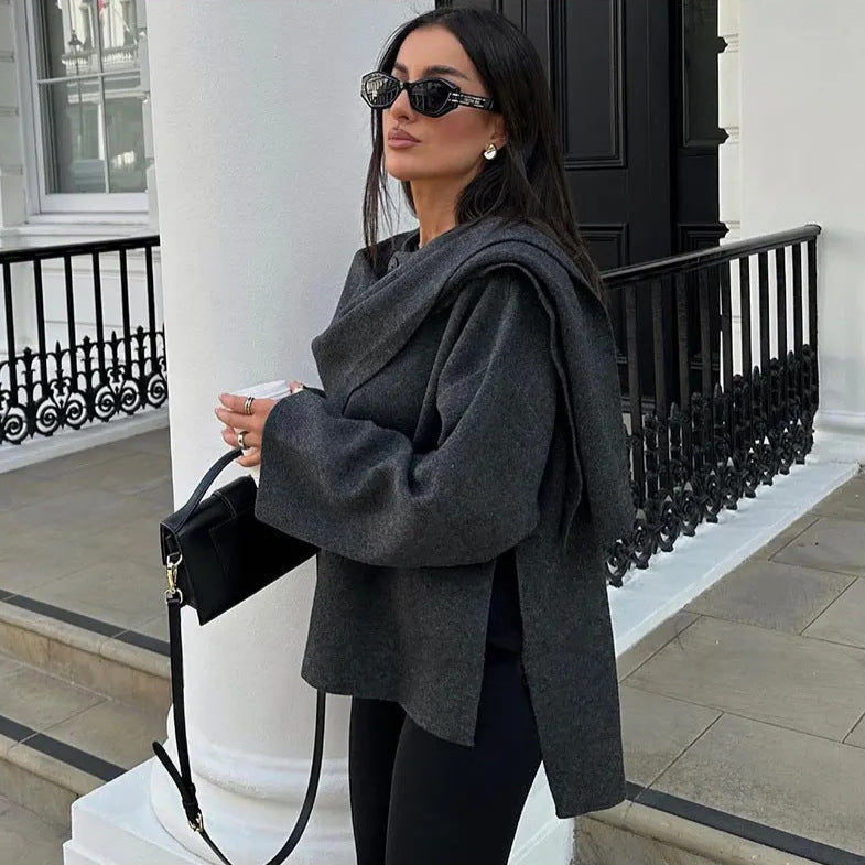 Elegant Neck Cape Coat for Women