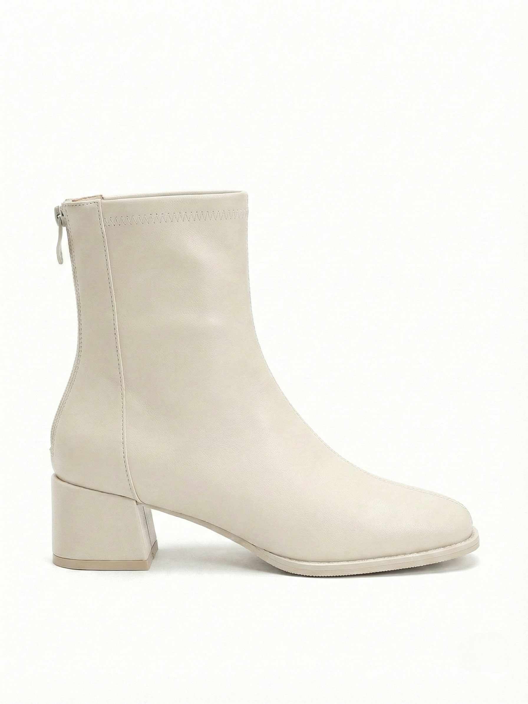 Classic Black Leather Ankle Boots (Block Heel)