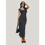 Maria | Elegant Maxi Dress Black Polka Dot