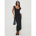Maria | Elegant Maxi Dress Black Polka Dot