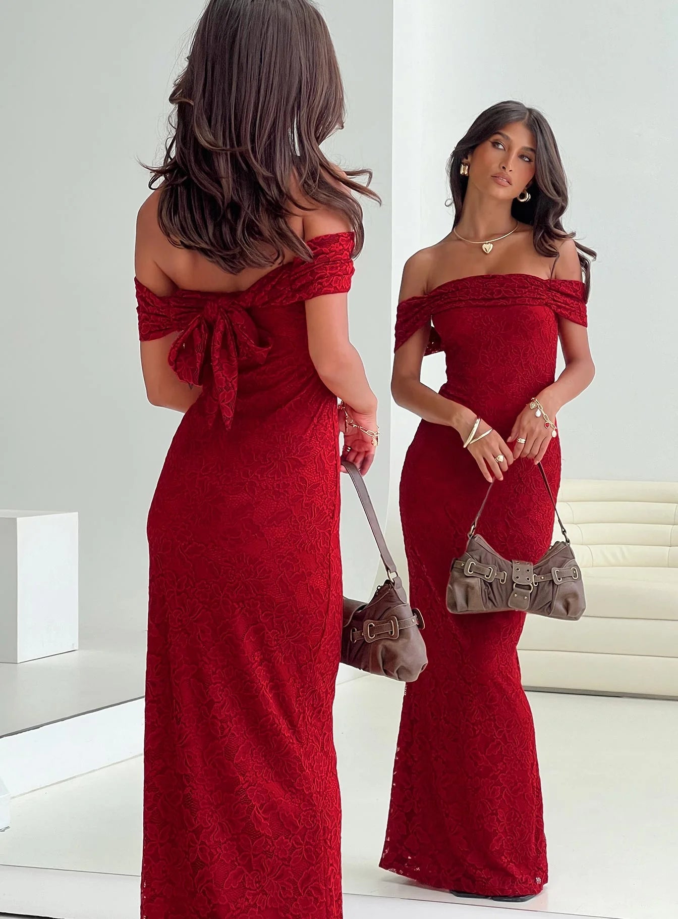 Scarlet Muse Off-Shoulder Gown