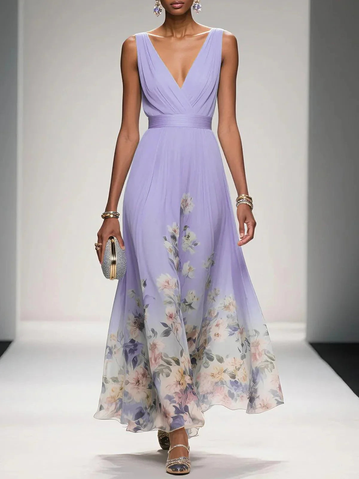 Serena | Women Floral Chiffon Summer Maxi Dress