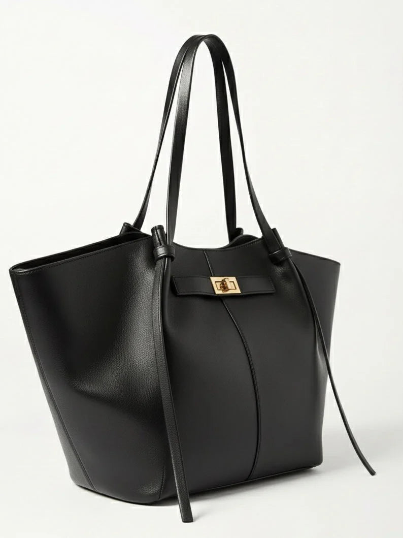 Women's Elegant Leather Black Tote Bag