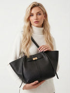 Women's Elegant Leather Black Tote Bag