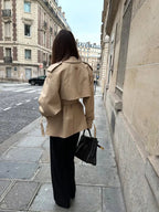 Cropped Belted Trench Jacket (Beige)